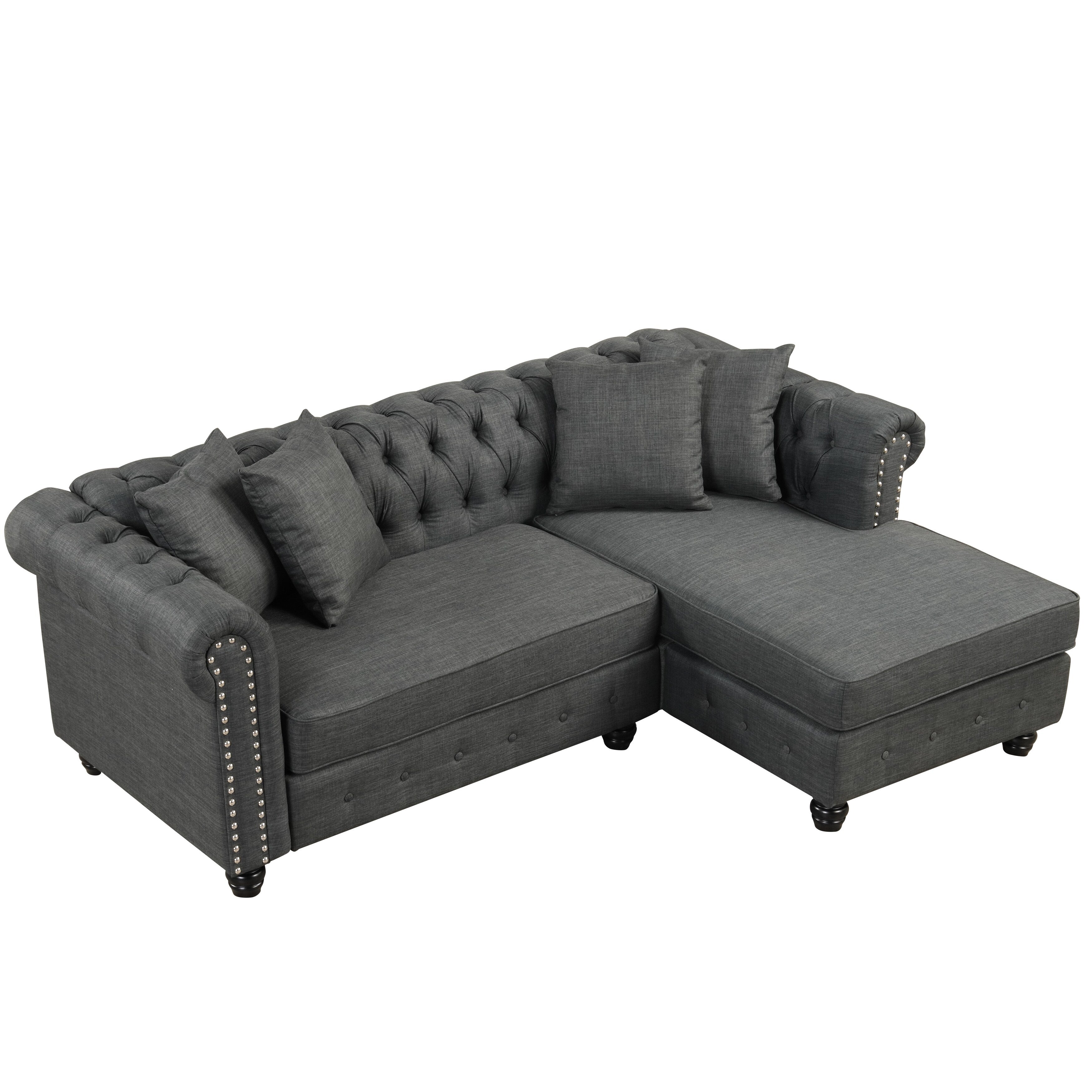 Grey Linen Chesterfield Sofa L69669