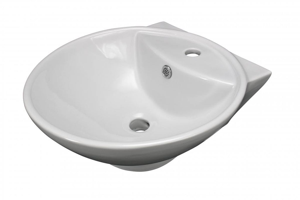 17x22 Round White Bathroom Sink with Overflow T109406