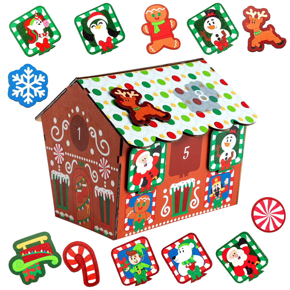 12 Day Countdown to Christmas Wooden Advent Calendar Magnetic Gingerbread House C512730