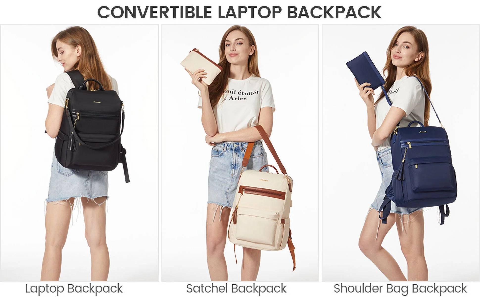 15.6" Laptop Backpack with USB Port Convertible Daypack U990