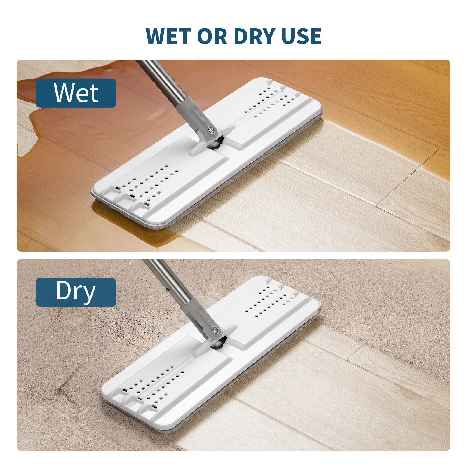 Flat Floor Mop and Bucket Set with 2 Washable Microfiber Pads Y228