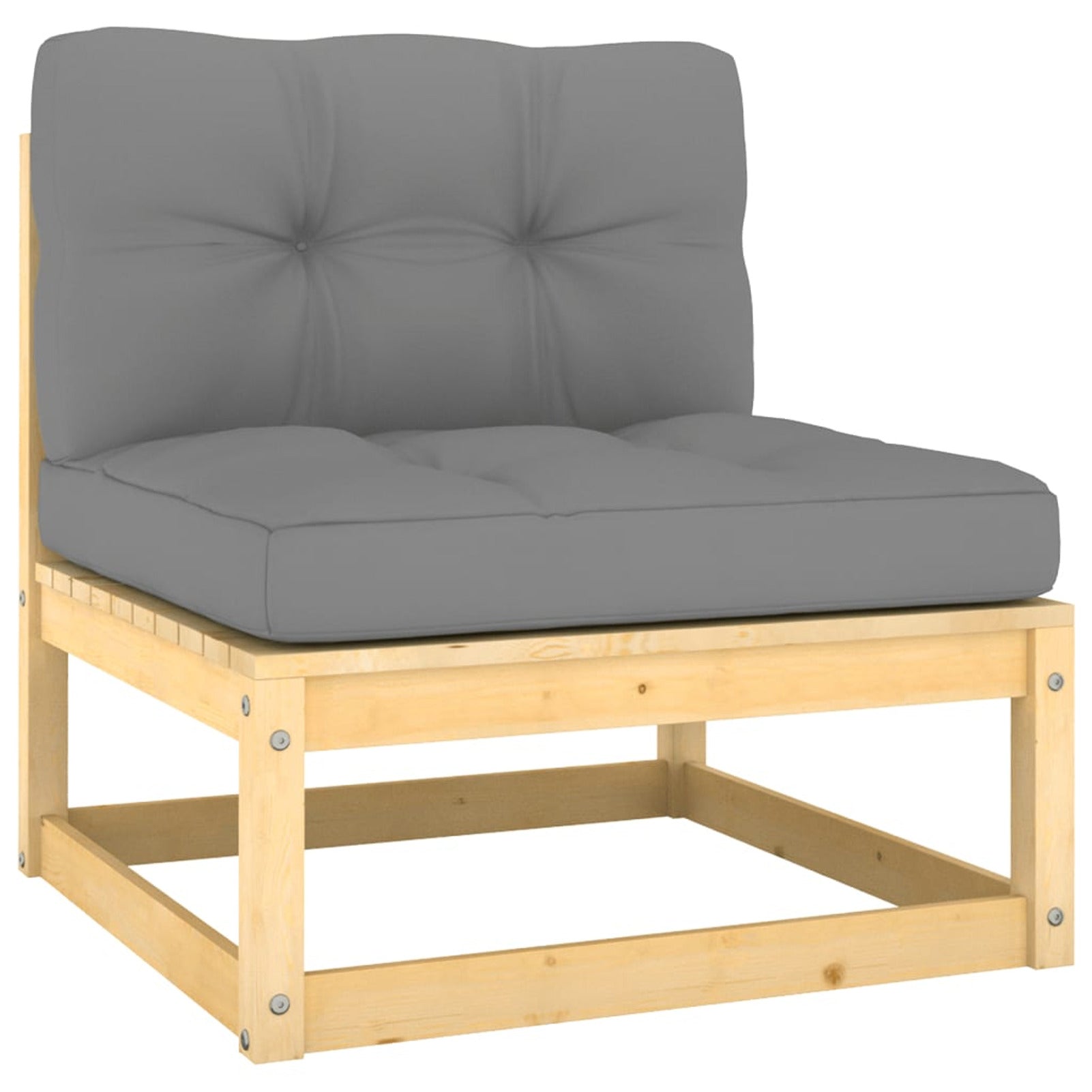 11 Piece Patio Lounge Set with Gray Cushion Pinewood Sectional Outdoor Furniture Set D4801