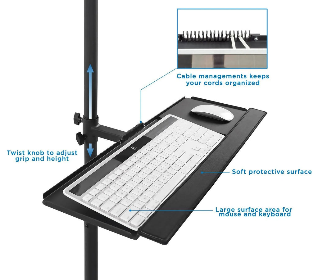 Black Mobile Cart with Monitor Mount and CPU Holder N455