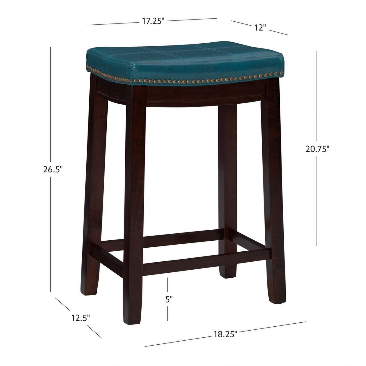 Blue Wood Faux Leather Counter Stool O944