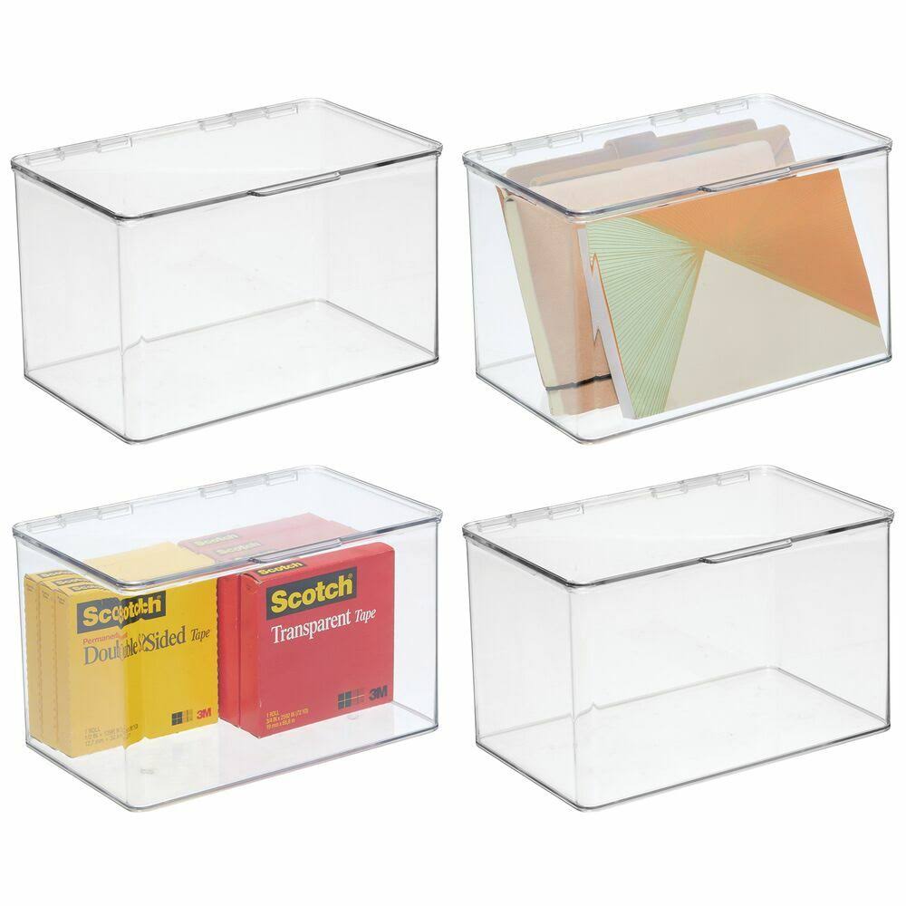 Clear Plastic Desk Organizer Bin Box, 8 Pack W5497