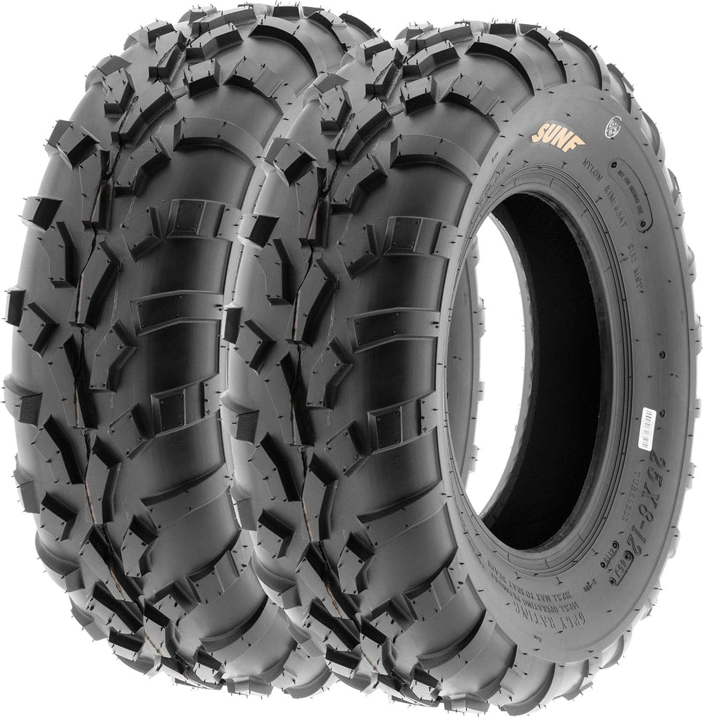 Pair of 2 25x8-12 ATV/UTV Off-Road Tires, 6PR, Directional Knobby Tread A914564