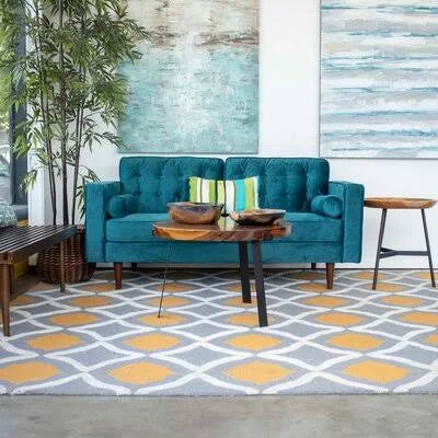 Turquoise Square Arm Loveseat W54756