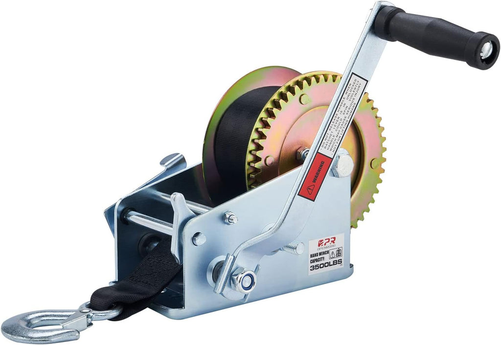 3500lbs Hand Winch with 32ft Red Strap, Pack of 2 F618741