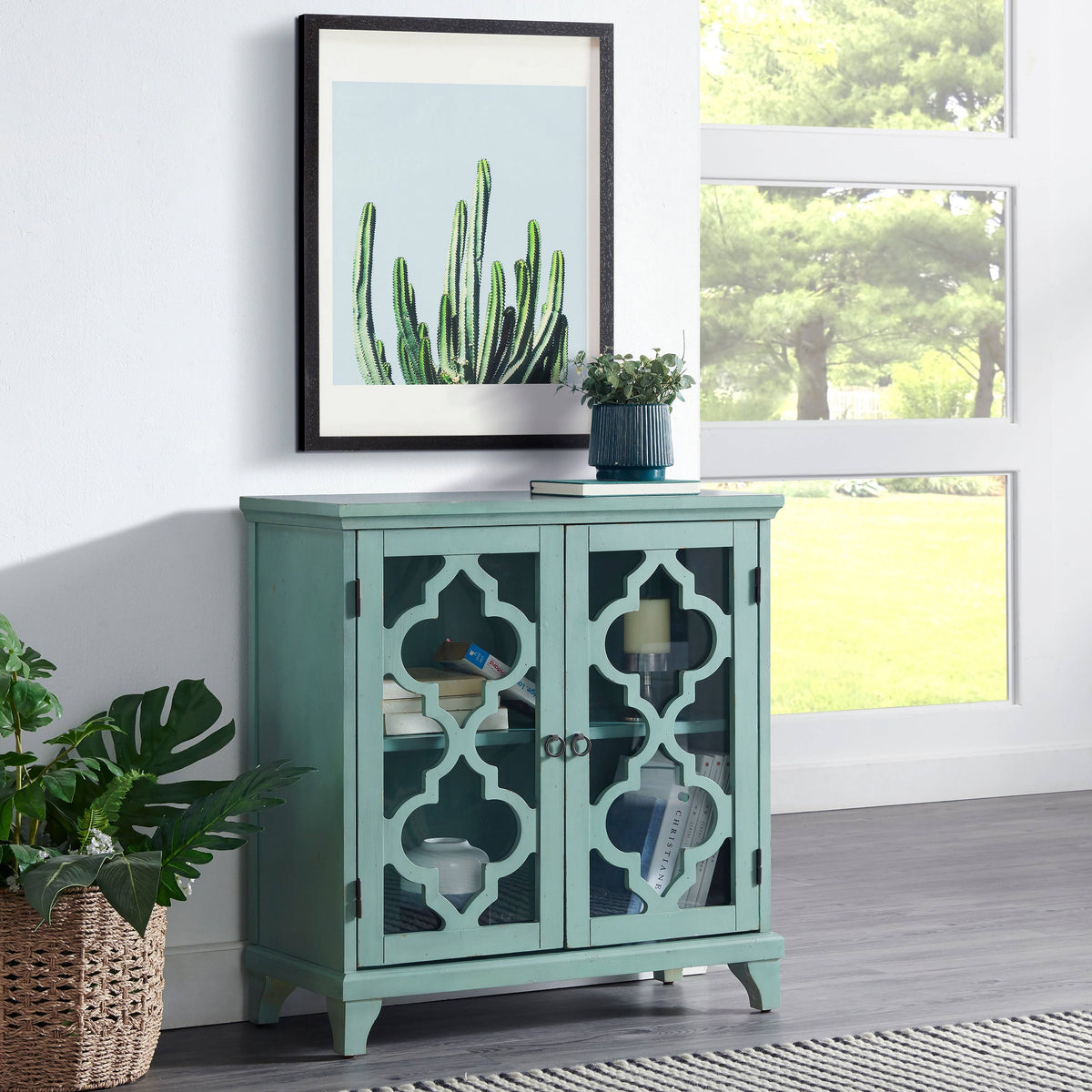 Blue Two Door Wood Chest W69225