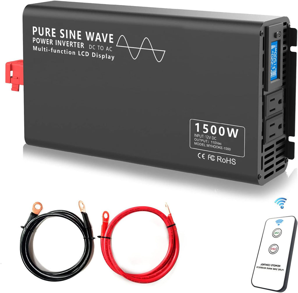300 Watt Pure Sine Wave Power Inverter 12v to 110v-130v Pack of 2 T45225