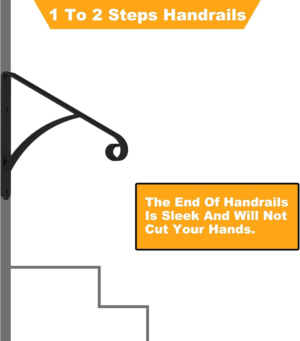 Black Metal Handrail for Outdoor Steps Stair Railing Kit Q54629