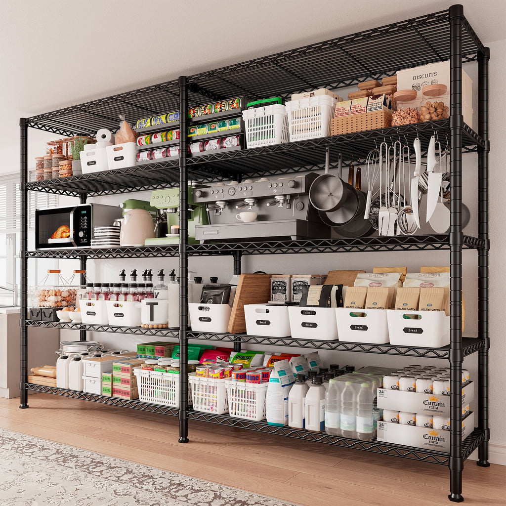 Black 5 Tier Heavy Duty Wire Shelving Unit P751