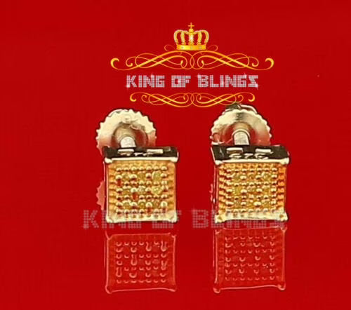 0.05ct Diamond Yellow 925 Sterling Silver Square Stud Earrings E3693