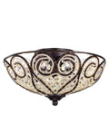Rustic Bronze Flushmount Ceiling Lamp with Crystal Shade T2205