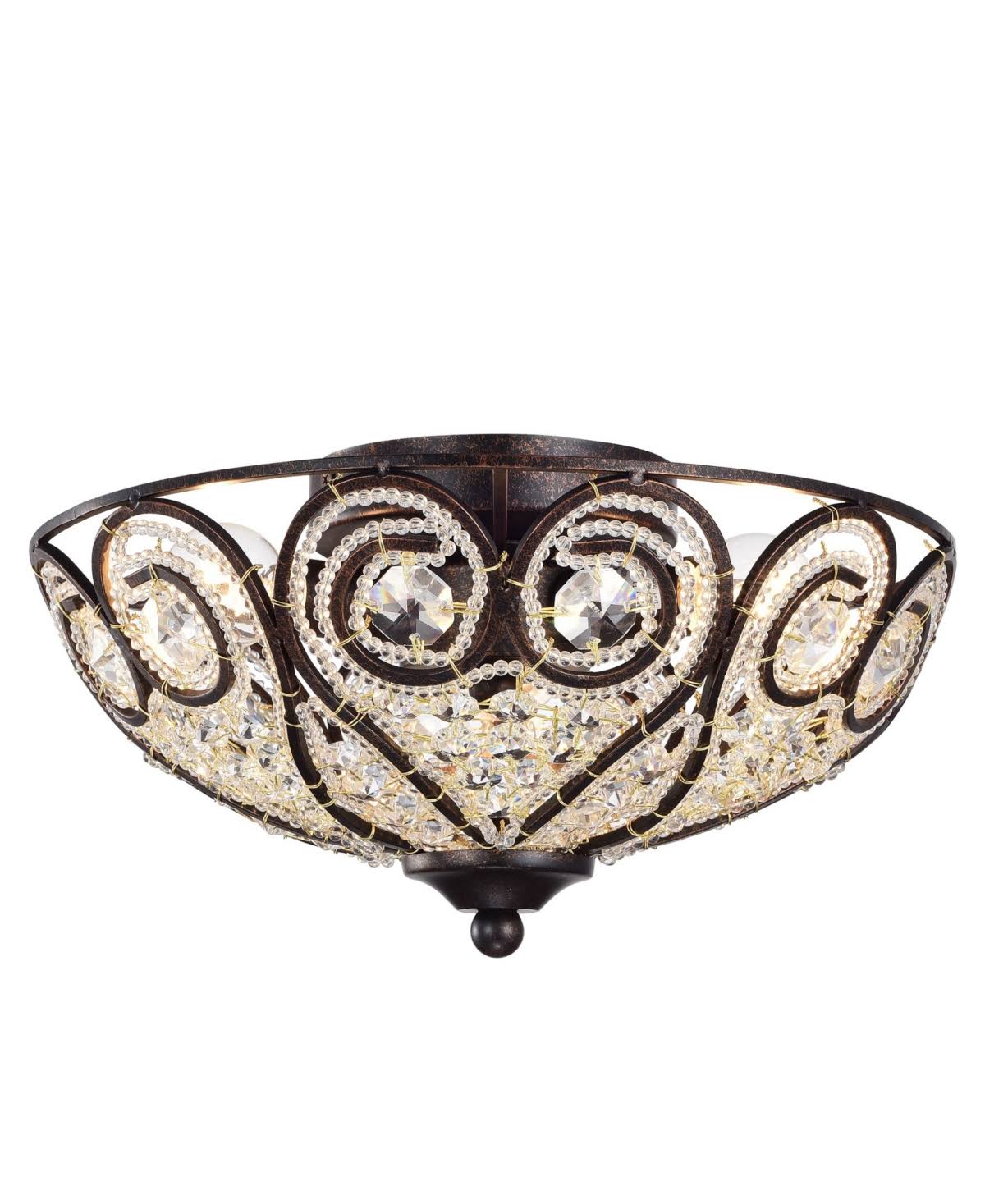 Rustic Bronze Flushmount Ceiling Lamp with Crystal Shade T2205