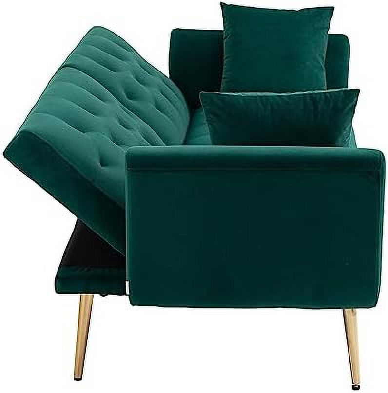 Beige Velvet Loveseat Sofa with 7 Gold Metal Legs E92742