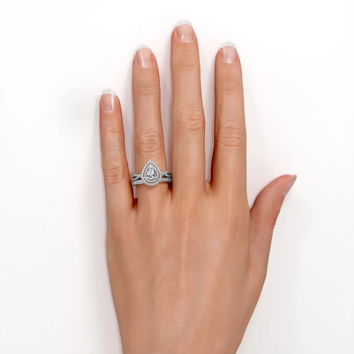 1.75 Carat Almond Shape Moissanite Crossover Wedding Set O46859