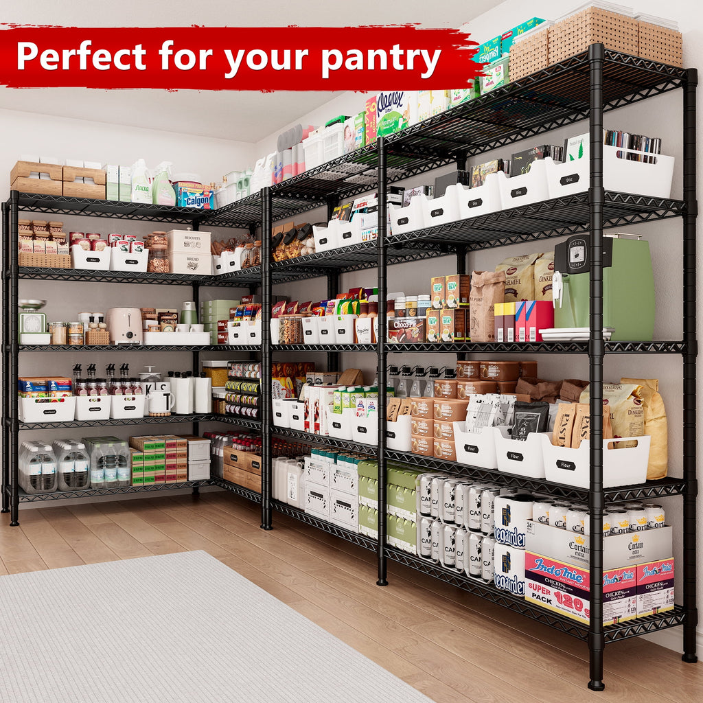 Black 5 Tier Heavy Duty Wire Shelving Unit P751