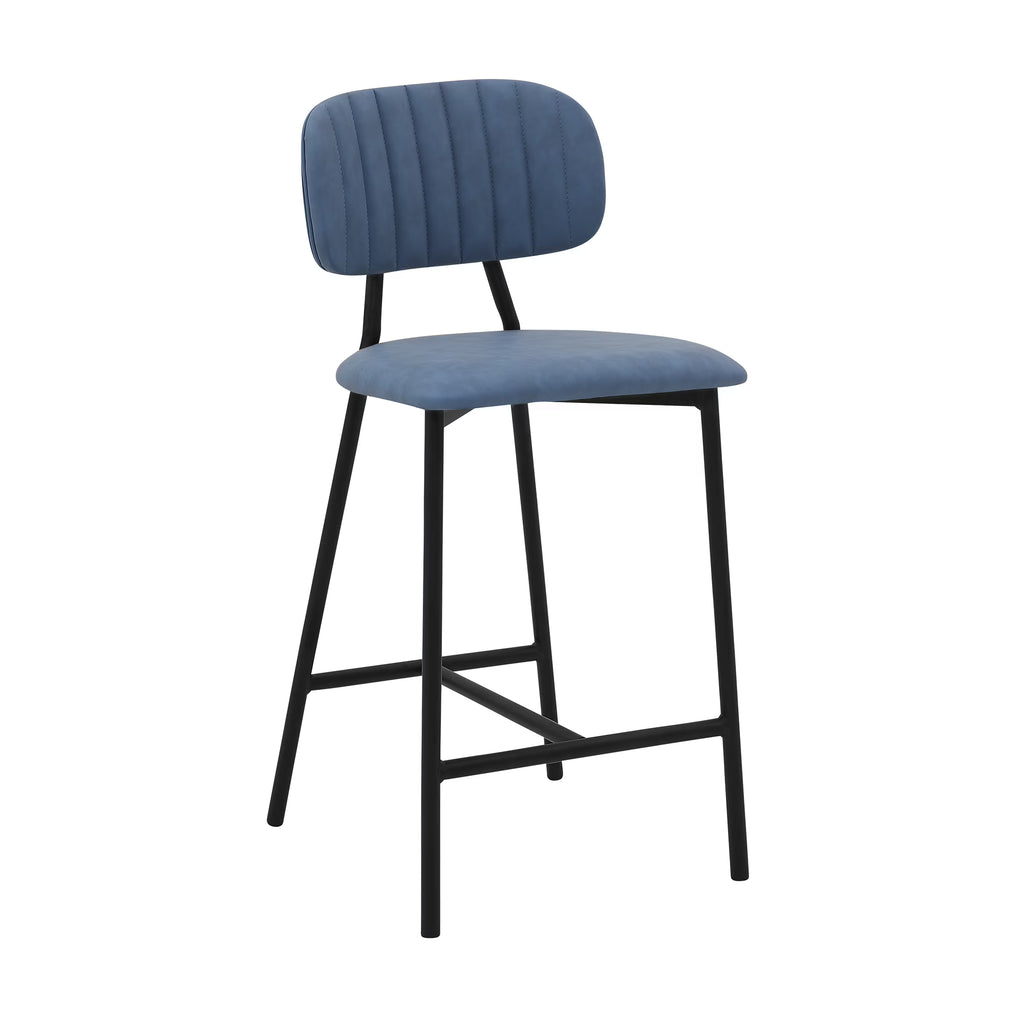 Faux Leather and Metal Counter Stool in Blue/Black Z58119