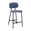 Faux Leather and Metal Counter Stool in Blue/Black Z58119