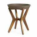 Teak Light Grey Acacia Wood Side Table D353