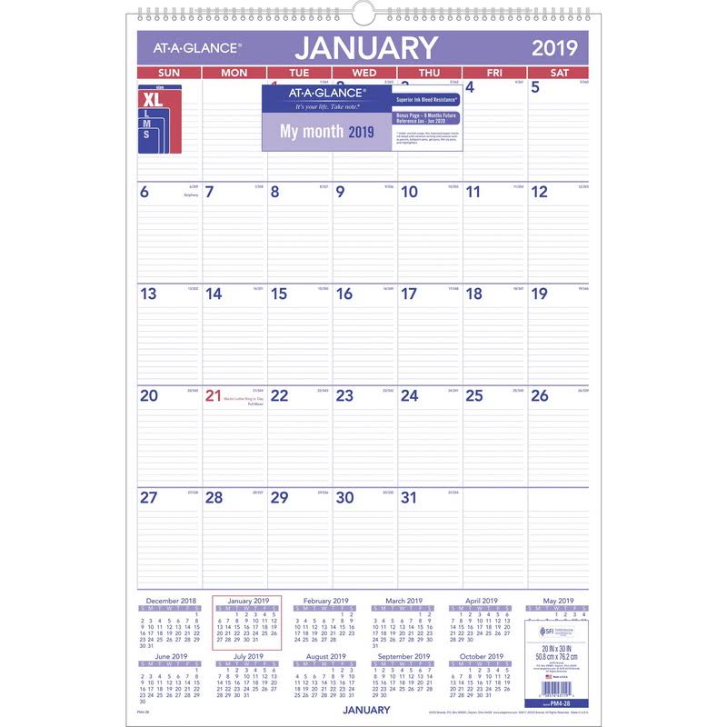 2019 Monthly Wall Calendar M15880