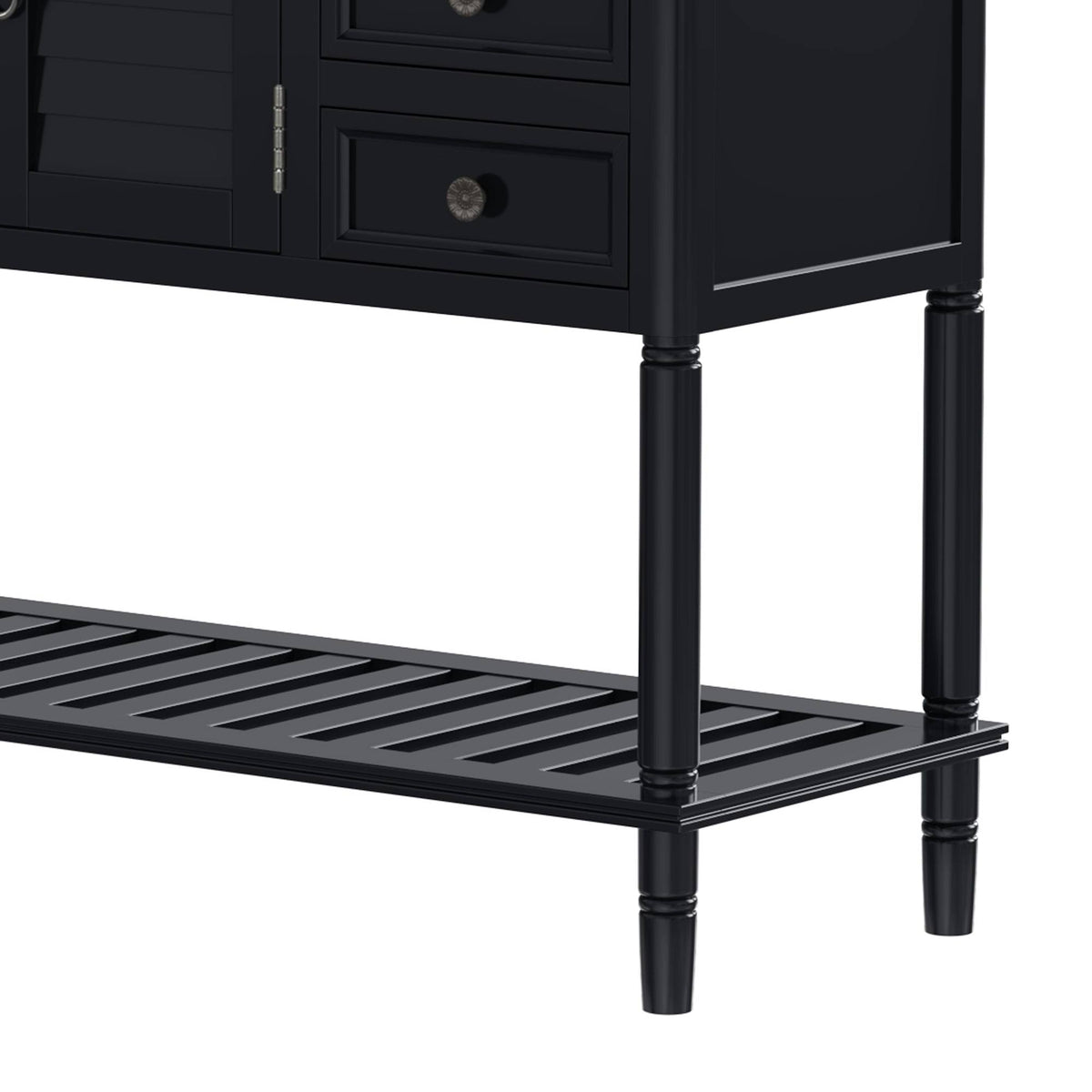 Black Console Table with 6 Drawer and 1 Cabinet and 1 Shelf P9649