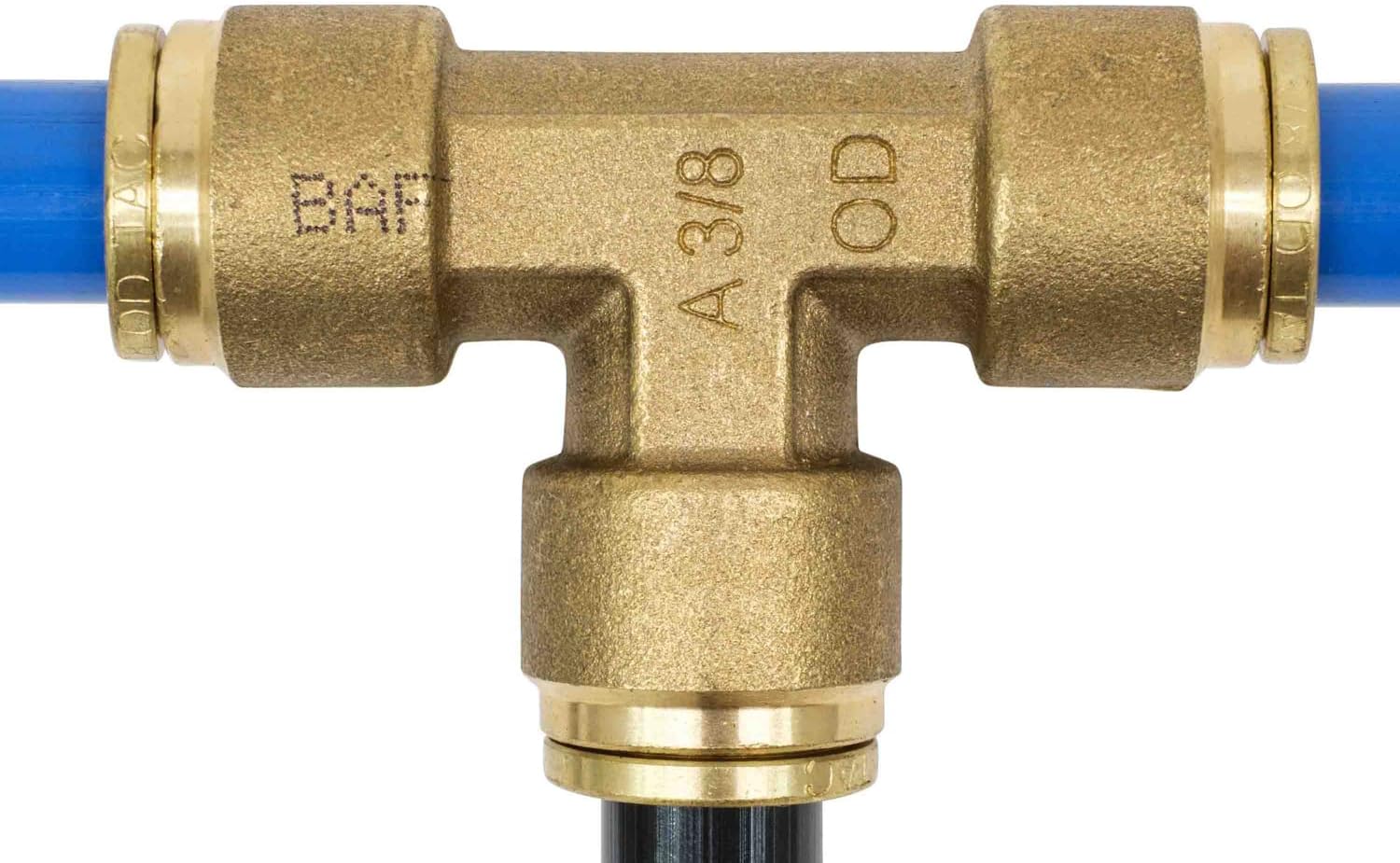 Brass Push to Connect Union Tee Air Brake Tube Fitting, 1/2" Tube OD, 5 Pack Z373879