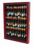 Cherry Finish Glass Door Spoon Display Case Rack Cabinet X6247