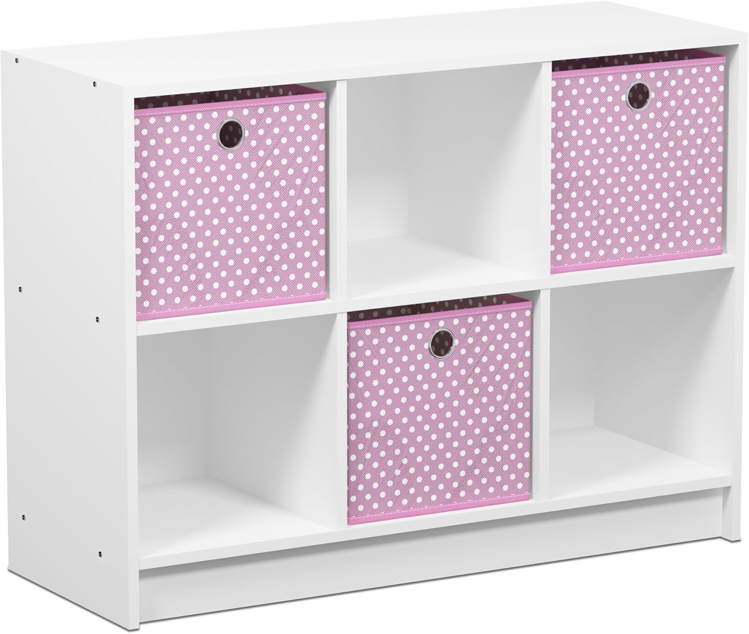 3x2 Bookcase Storage with Bins, Light Cherry/Ivory D358