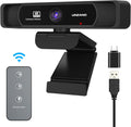 4K Webcam with Remote Control, Auto-Focus 120° Wide Angle, Dual Noise Reduction Mics N1487