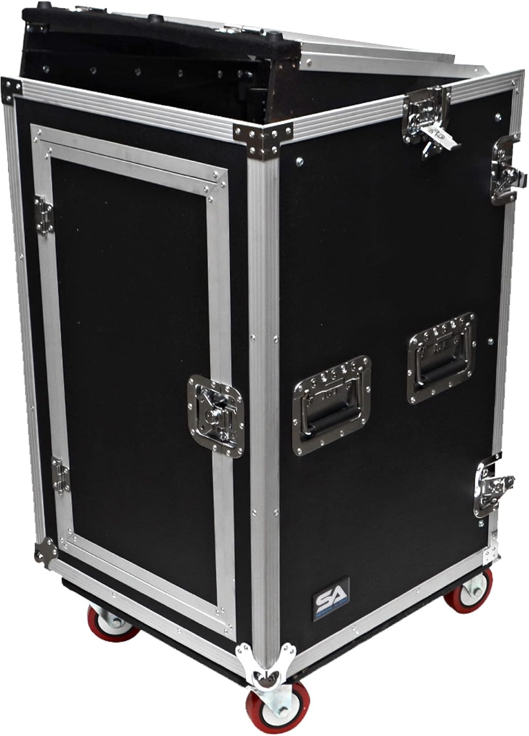 12 Space Rack Case with Slant Mixer Top and Casters W3119