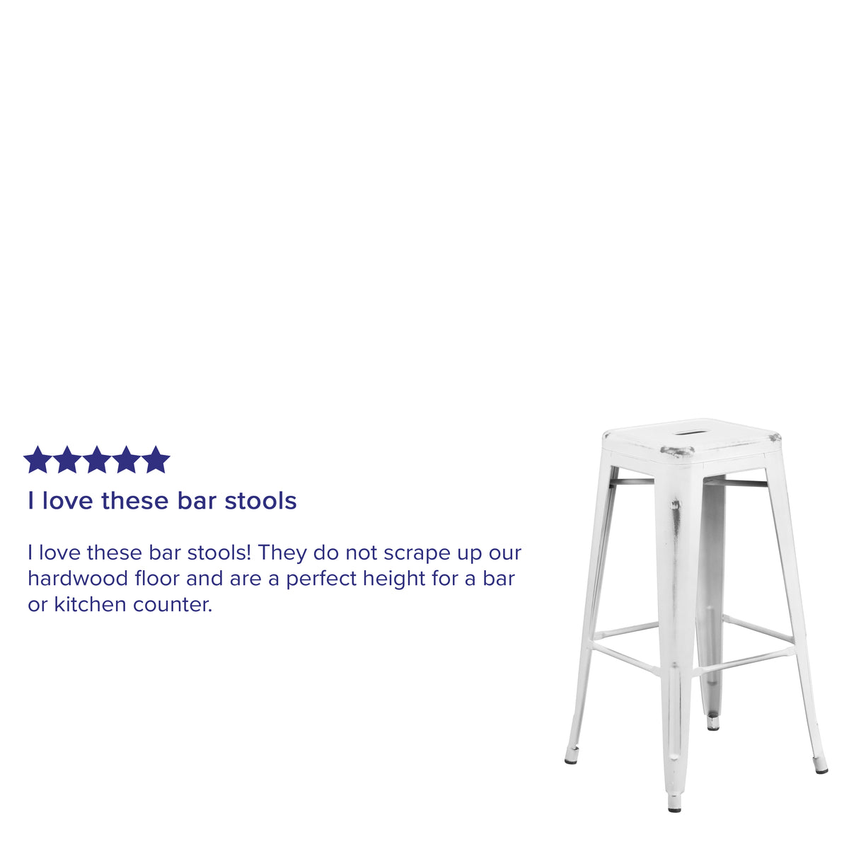 4 Pack 30" High Backless Distressed White Metal Barstool Q8016