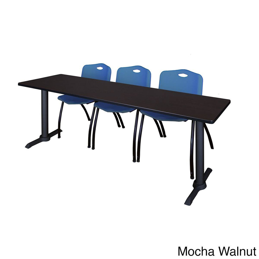 84x22 x 24x22 Training Table Maple Stack Chairs Blue G7299