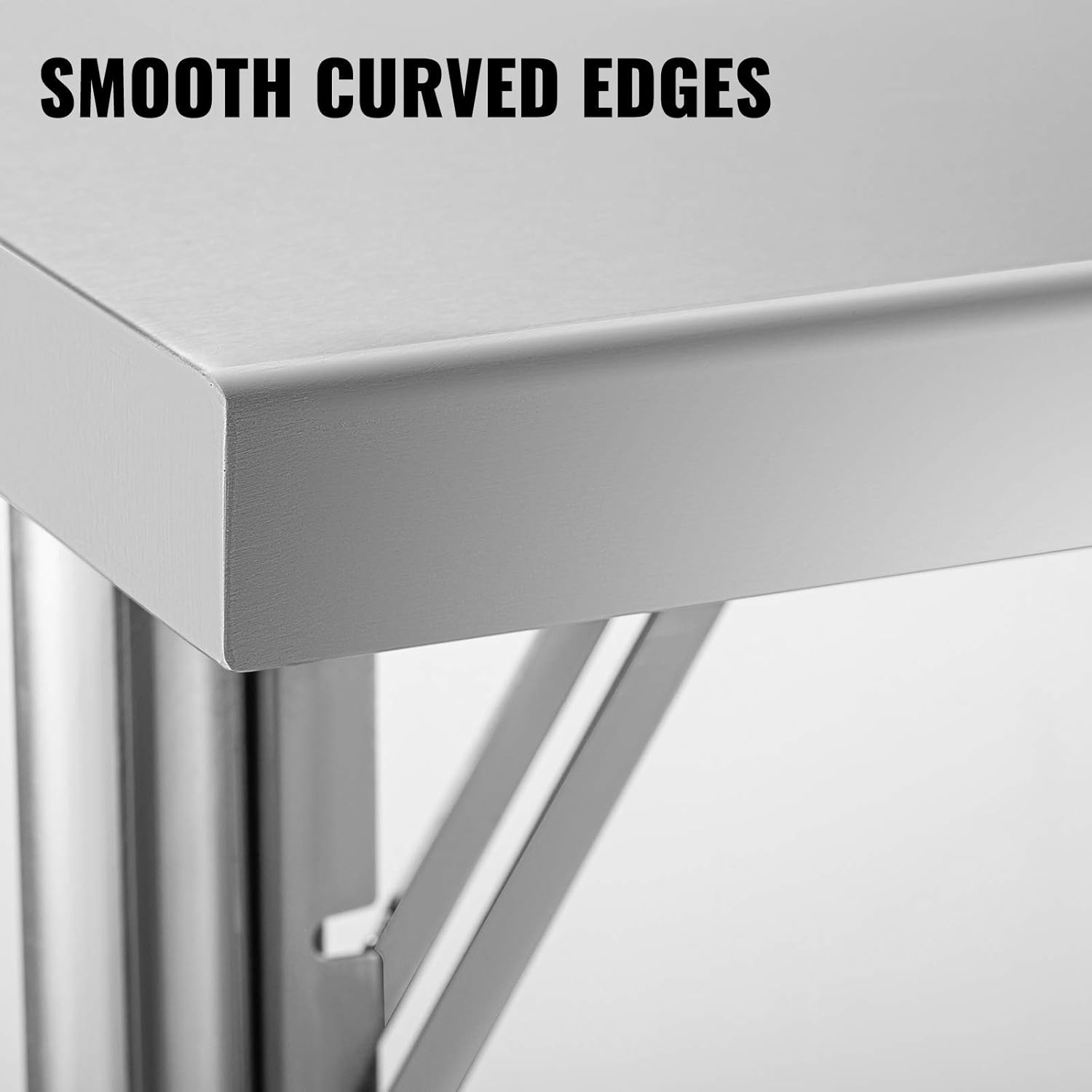 Silver Stainless Steel Double-Shelf Folding Work Table T915