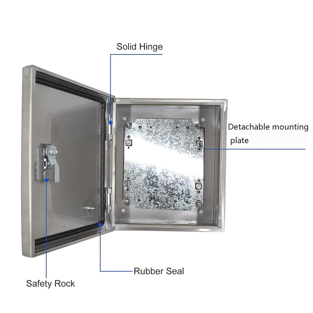 201 Stainless Steel IP64 Waterproof Metal Junction Box with Lock, 11.8"x 9.8"x 6.5", Pack of 2 Q928213