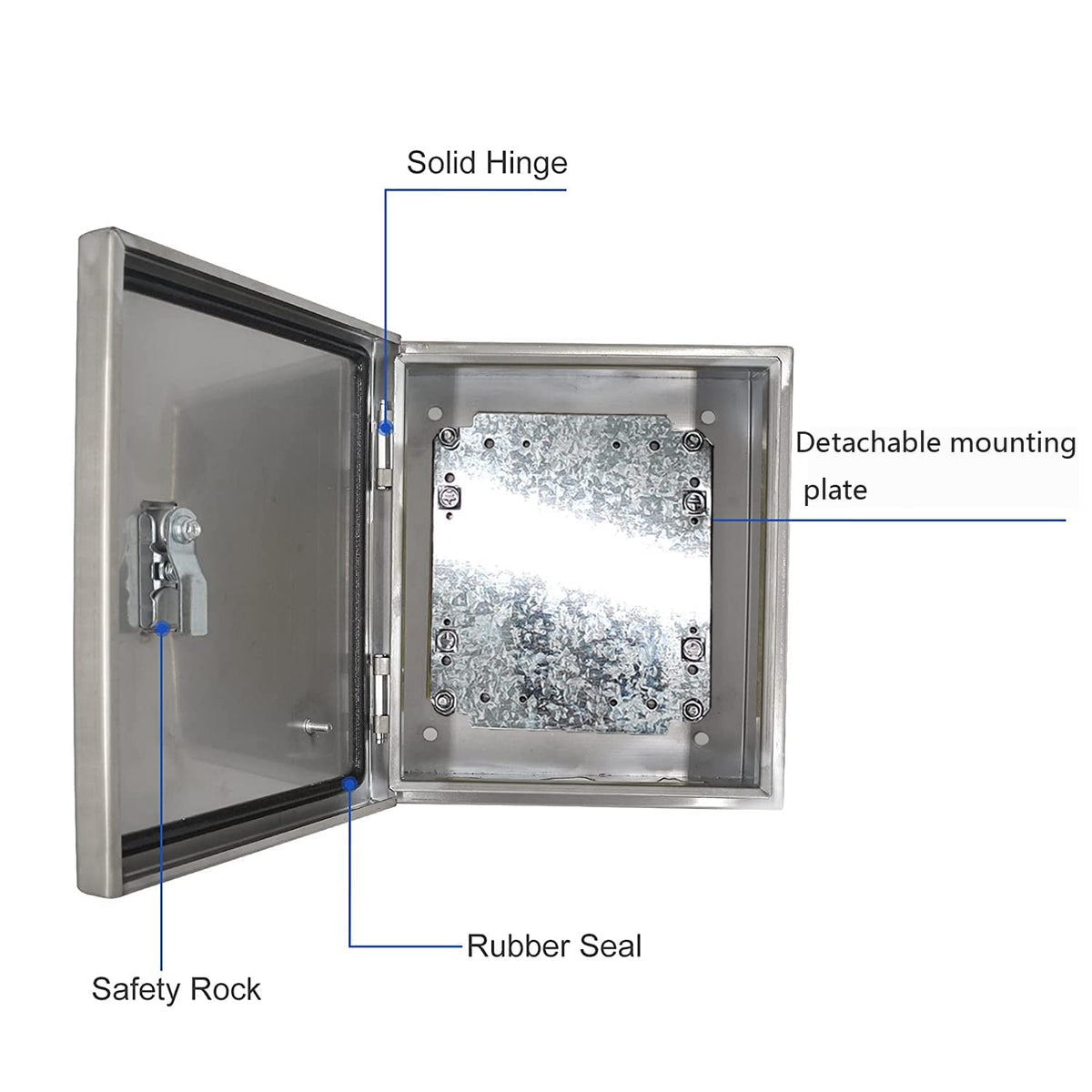 201 Stainless Steel IP64 Waterproof Metal Junction Box with Lock, 11.8"x 9.8"x 6.5", Pack of 2 Q928213