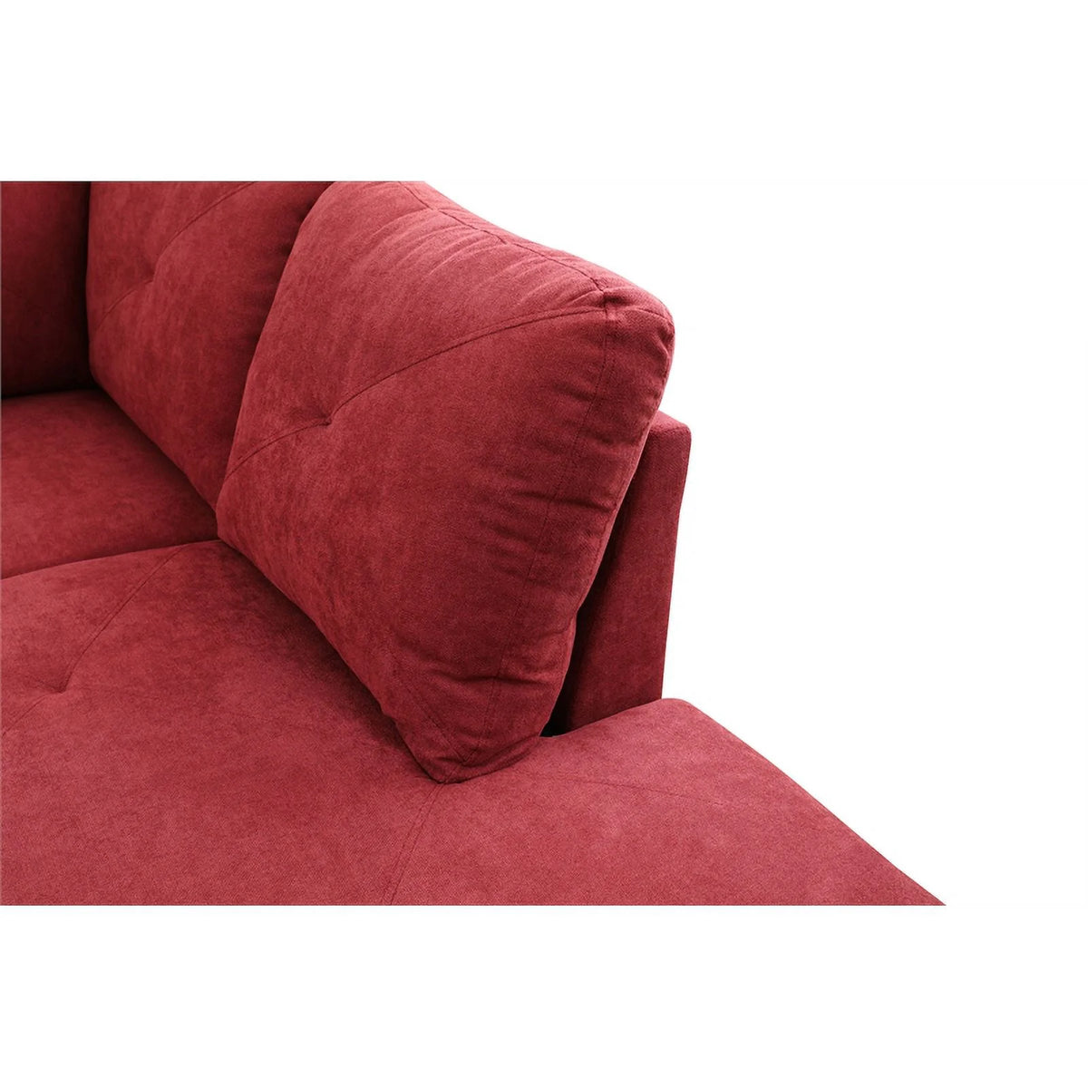 Red L Shaped Microfiber Couch with Storage Ottoman M694657