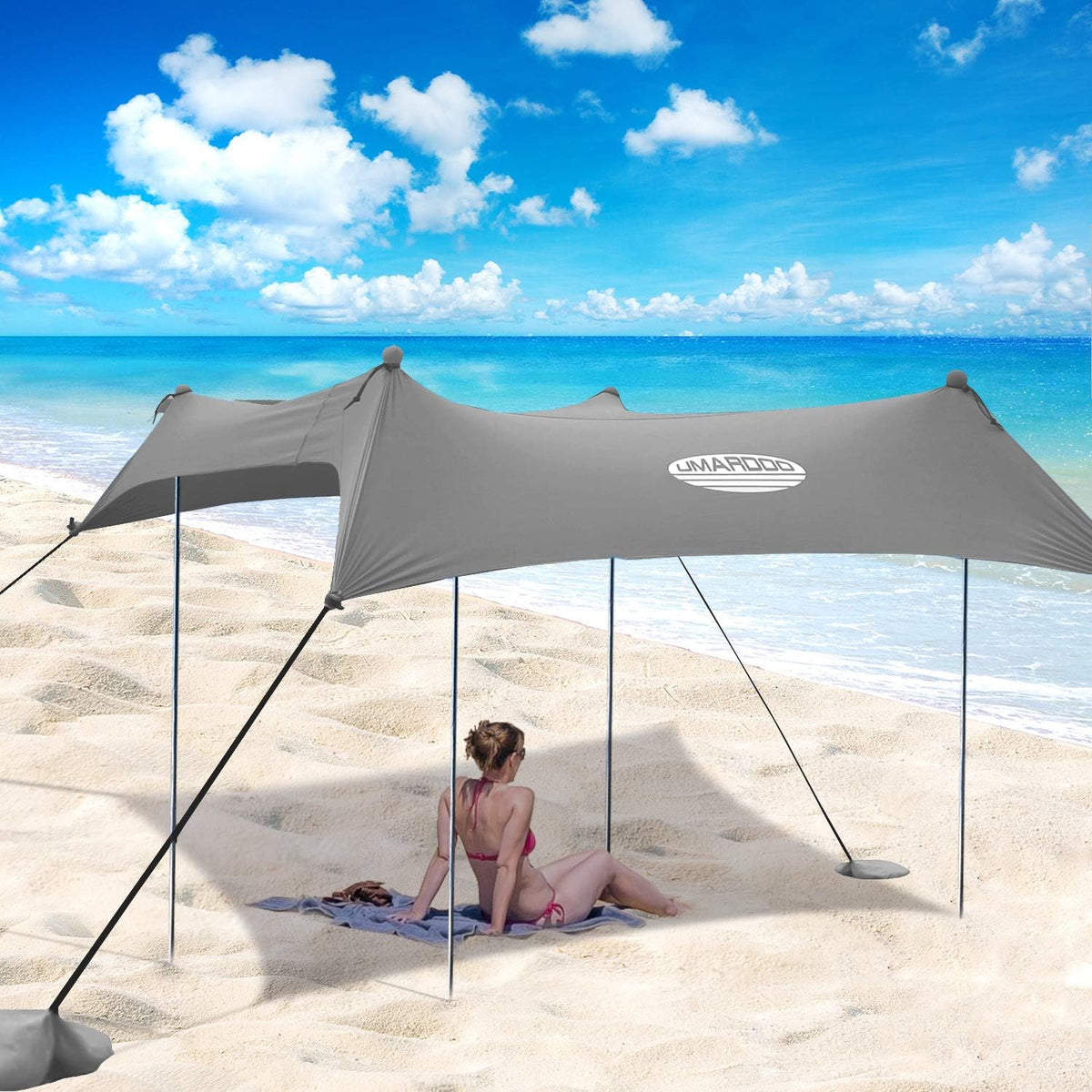 Pop Up Beach Sunshade Tent with Carrying Bag (Blue, 10X9 FT) R385826
