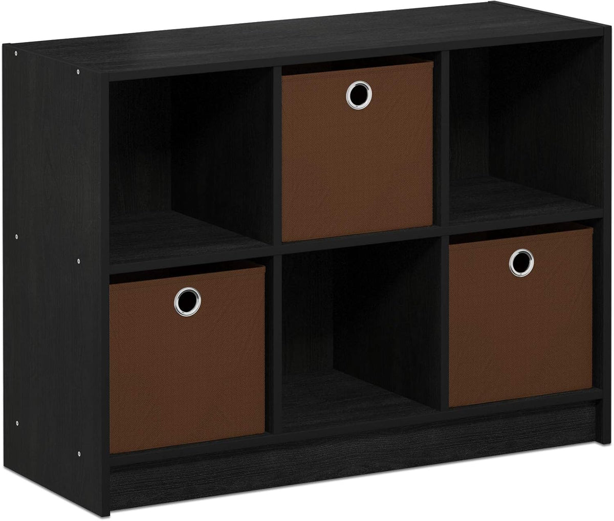 3x2 Bookcase Storage with Bins, Light Cherry/Ivory D358