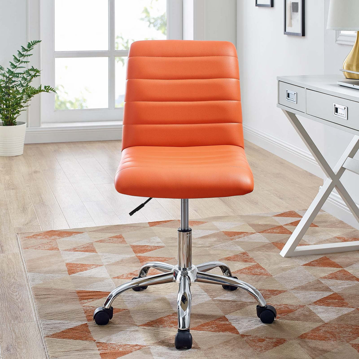 Orange Armless Mid Back Office Chair I698