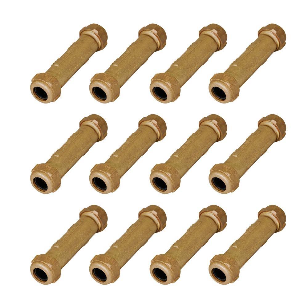 Brass Compression Coupling Fitting, 1-1/4 in. x 5 in., 12 Pack A851448