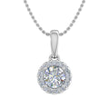 14K White Gold Diamond Halo Pendant Necklace W23601