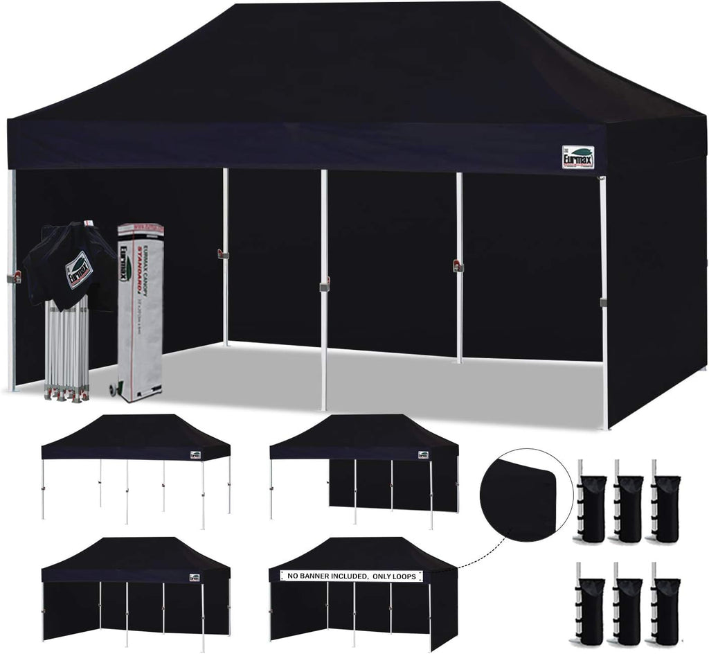 10'x10' Pop-up Canopy Tent with 4 Removable Side Walls and Roller Bag F578160
