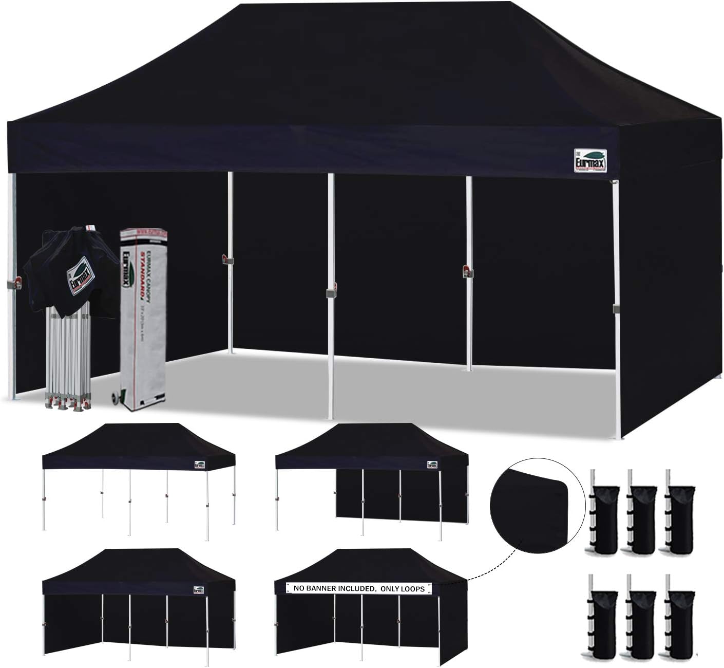 10'x10' Pop-up Canopy Tent with 4 Removable Side Walls and Roller Bag F578160