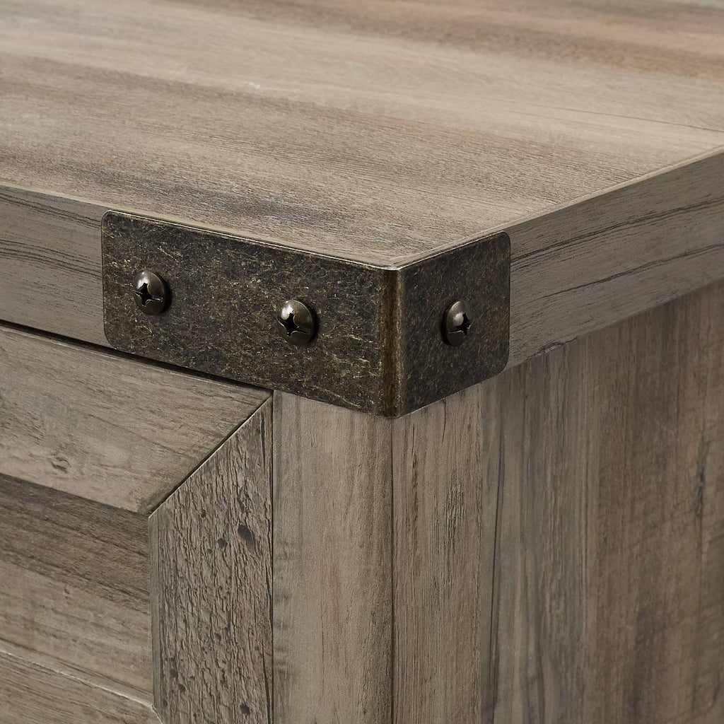 Rustic Farmhouse Barn Door Accent Cabinet Gray Wash L53249