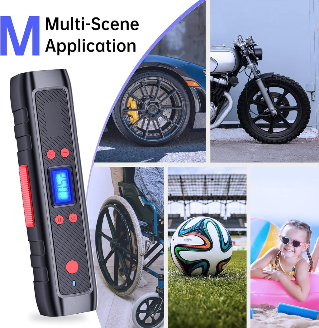 Cordless Tire Inflator with Rechargeable 2200mA Battery, Digital Pressure Gauge, LED Light, Pack of 2 D5126