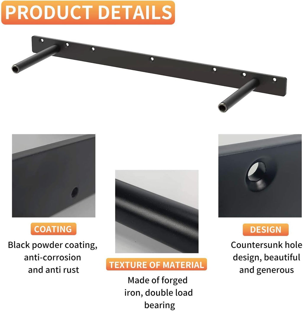 Heavy Duty Floating Shelf Bracket Pair, 150 LB Capacity, 18 Inch, Pack of 2 O282