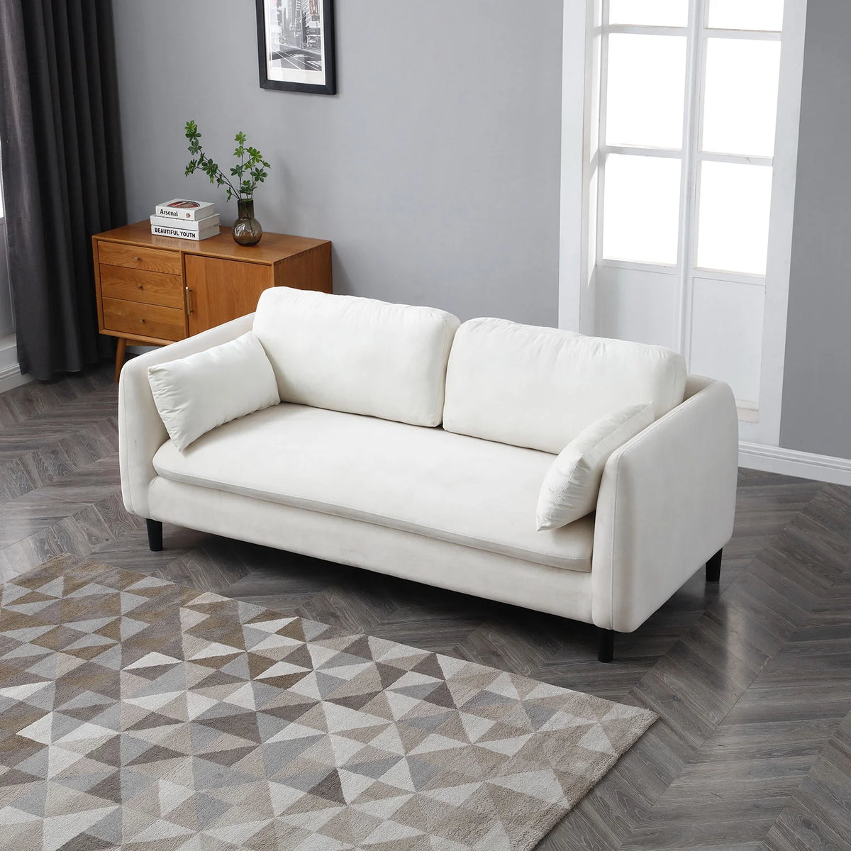 Beige 2-Seat Upholstered Loveseat Sofa L50599