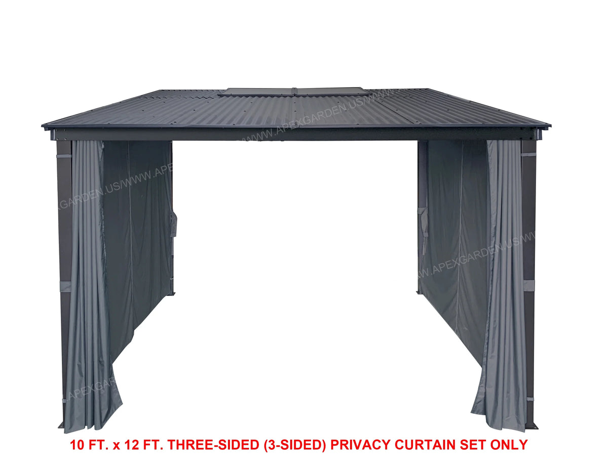 10' x 12' 3-Sided Privacy Curtain Set for Wall-Mounted Sun Shelter P802283